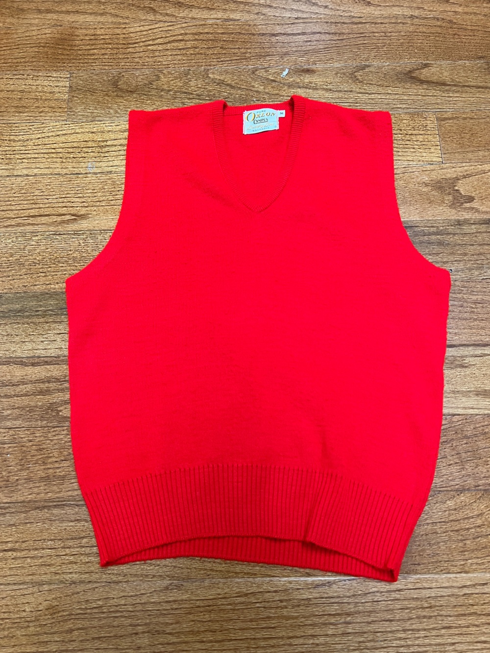 Vintage 1960s campus Red V-Neck Sweater Vest